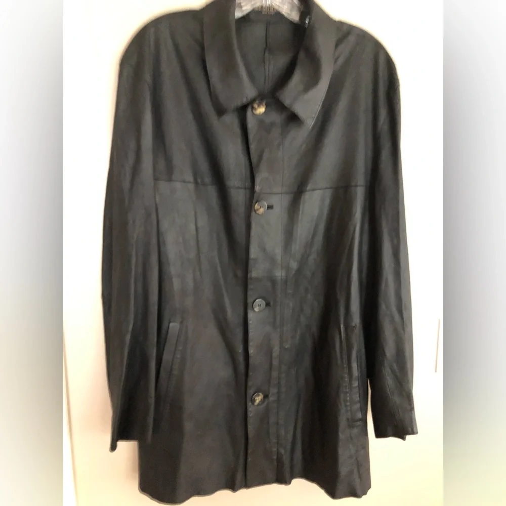 BRUNO MAGLI Black Leather Coat Jacket Made in Italy Size 40 - Picture 1 of 5